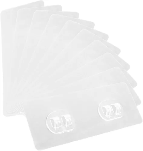 Miniatura 8 de Zerodeko 20 piezas de calcomanías transparentes con hebilla de doble garra que no deja marcas, parches adhesivos de plástico resistente, perchas