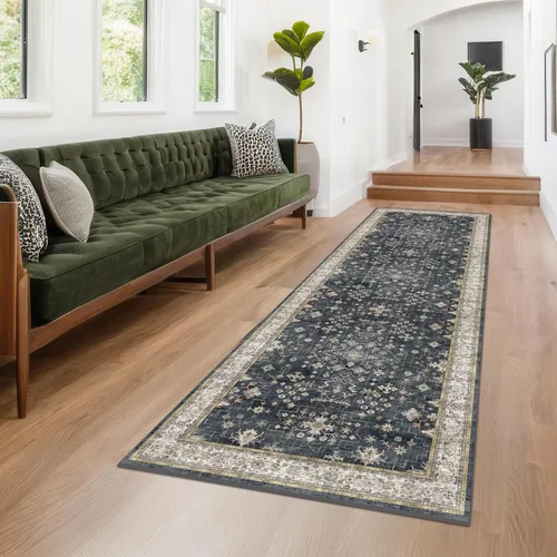 Miniatura 141 de Alfombra Boho Negra para Sala de Estar - Alfombra de Área Lavable de 10x14 Pies, Alfombras de Comedor para Debajo de la Mesa, Alfombra Suave de Pelo