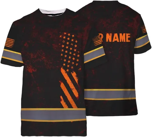 Miniatura 14 de Maddly Colección de ropa de trabajo de alta visibilidad con bandera de EE. UU., personalizada con nombre para trabajadores, corredores, camioneros