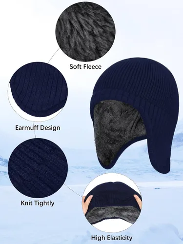 Miniatura 3 de Motarto Gorro de invierno cálido con orejeras, con forro polar grueso, elástico, resistente al viento, para hombres y mujeres