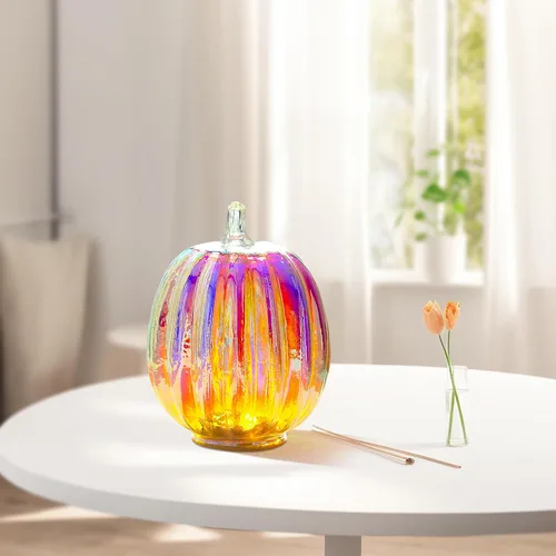 Miniatura 8 de Romingo Luz de calabaza de cristal de mercurio con temporizador para decoraciones de calabaza de Halloween, decoración de otoño y Acción de Gracias