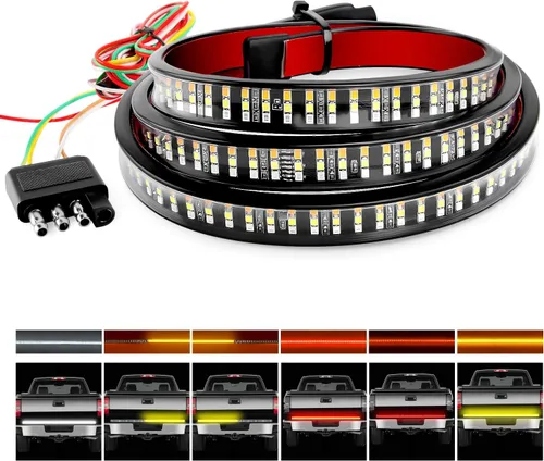 NilightTR-04 Camión Barra de traseras 60 "Triple Fila 504 LED Strip con freno rojo Blanco Luces de torneado de ámbar secuencial secuencial inverso,