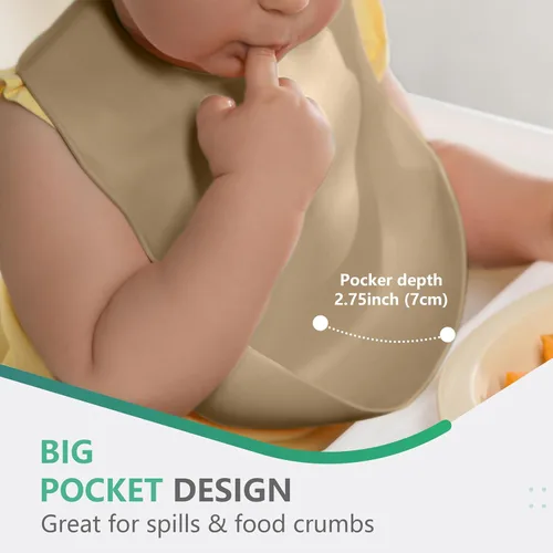 Miniatura 4 de Cuddle Campus Set of 3 Silicone Bibs for Babies & Toddlers,Soft Adjustable Bibs with Pocket Food Catcher for Baby Girl,Boy