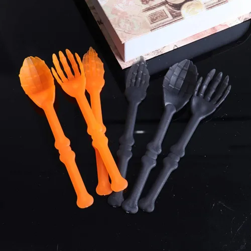 Miniatura 3 de NUOBESTY Juego de vajilla de Halloween, 3 piezas de calavera, tenedores, cucharas, cubiertos decorativos para fiesta, cocina, comedor, bar