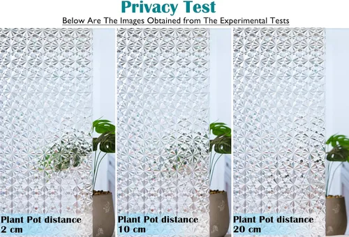 Miniatura 5 de Niviy Película de Privacidad para Ventanas con Patrón de Diamante 3D, Vinilo No Adhesivo con Adherencia Estática, Película Decorativa para Ventanas