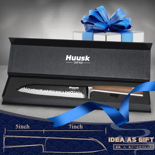 Miniatura 6 de Huusk Santoku Cuchillo de cocina japonés de 7 pulgadas, cuchillo de cocina forjado a mano, cuchillo de chef afilado para verduras, carne, cocina