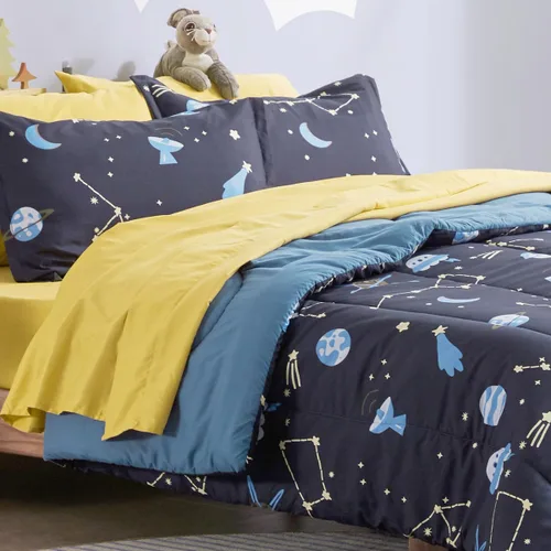 Miniatura 2 de SLEEP ZONE Juego de edredón para niños, tamaño individual, súper lindo, suave, para niños, cama en una bolsa, 5 piezas con edredón, sábana, funda