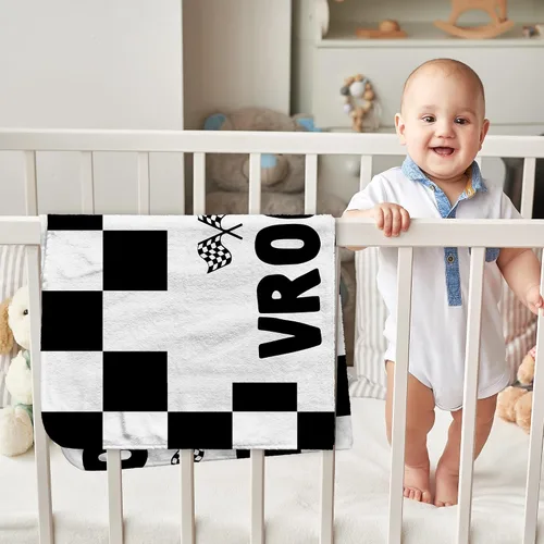 Miniatura 4 de HIWX Manta a cuadros blancos y negros para niños, larga vida, manta retro moderna a cuadros para habitación de niños, dormitorio, hogar, sala
