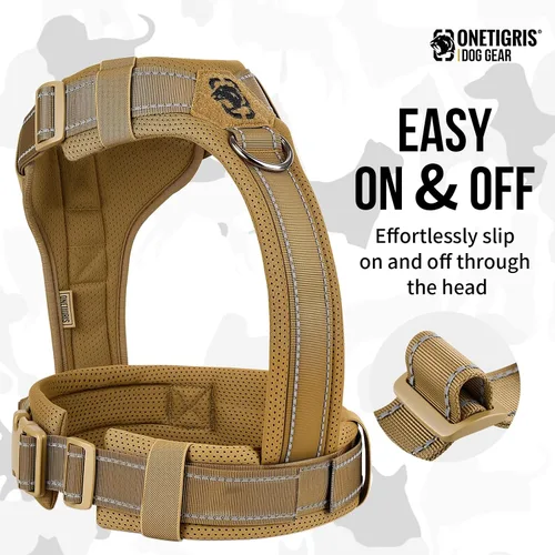 Miniatura 8 de OneTigris - Arnés para perro, chaleco para perro con acolchado suave sin tirones, nylon táctico ajustable duradero de alta resistencia para perros
