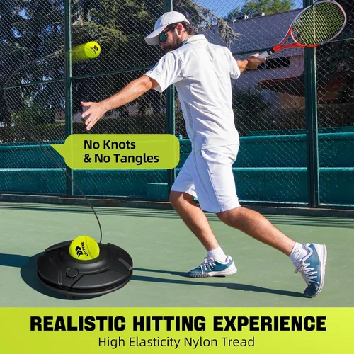 Miniatura 2 de Juego de entrenador de tenis con cuerda para entrenamiento de tenis solo, equipo de práctica de varias pelotas de rebote de repuesto