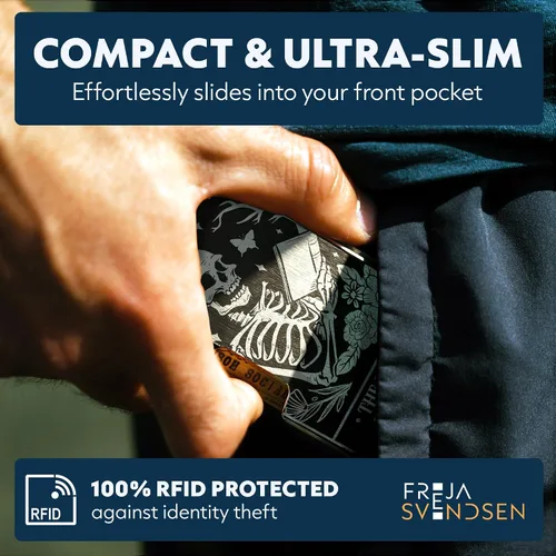 Miniatura 94 de Cartera de aluminio impresa 2.5D para hombres: clip delgado para dinero y tarjetero con barniz selectivo táctil. Bloqueo RFID mejorado, compacto