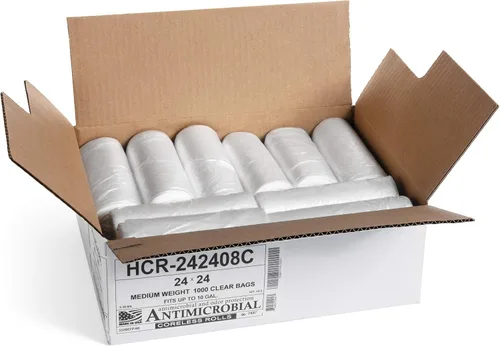 Miniatura 2 de Aluf Plastics Bolsas de basura de alta densidad, 10 galones, 1000 unidades, 8 micras (eq), 24 x 24 pulgadas, transparentes, para baño, oficina