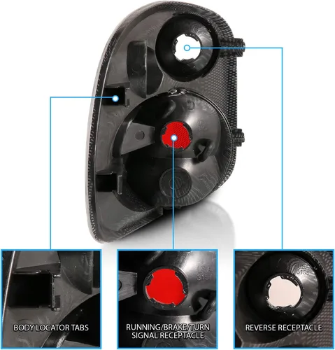 Miniatura 5 de AmeriLite para 2001-2003 Ford F-150 Flareside - Juego de luces traseras de repuesto de fibra de carbono Euro, lámpara de freno, par - lado