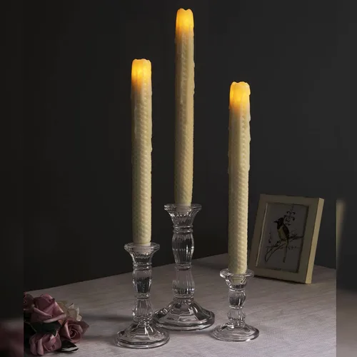 Miniatura 7 de 3 paquetes de portavelas de cristal - Portavelas transparentes para velas cónicas - Centros de mesa para velas, velas LED cónicas, decoración