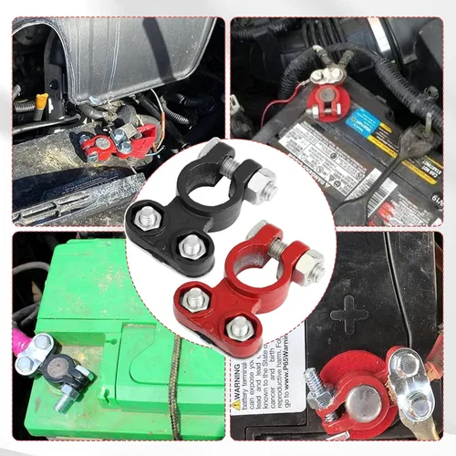 Miniatura 6 de Terminal de cable de la batería del coche, abrazaderas de conectores de poste superior con arandelas de fibra de fieltro anticorrosión, resistencia
