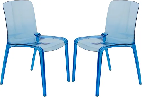 LeisureMod Silla de comedor moderna de mediados de siglo, silla de acrílico para cocina, comedor y decoración contemporánea del hogar (azul, juego