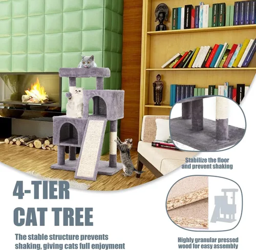 Miniatura 6 de Árbol para gatos de interior, torre para gatos de 36 pulgadas, condominio de varios niveles para gatos con sisal, tabla de rascar, bola colgante