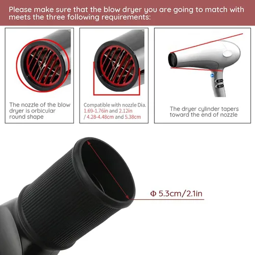 Miniatura 3 de Segbeauty Accesorio de peine para secadora de pelo, accesorios de cepillo negro para secadora de pelo, boquilla concentradora de 1.69-1.76 pulgadas