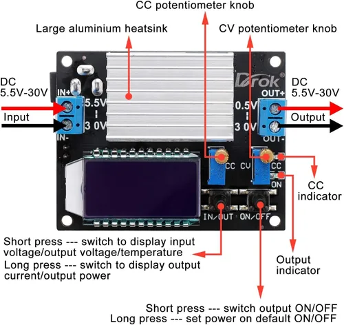 Miniatura 3 de DROK Paquete de convertidor Buck Boost 4A 35W y 4A 60W DC