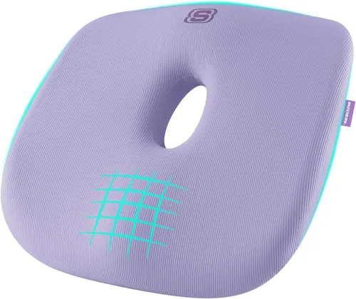 Miniatura 12 de Skechers Cojín de asiento de espuma viscoelástica, cojín para silla de oficina con forma de dona para aliviar el dolor de coxis, almohada para silla