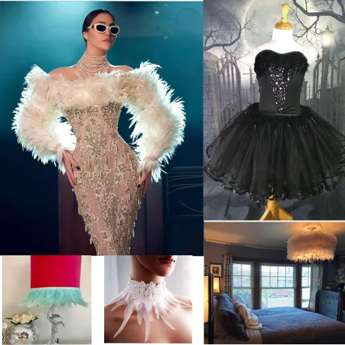Miniatura 3 de Shekyeon 2 yardas de decoración para vestido con plumas de cuello de gallo