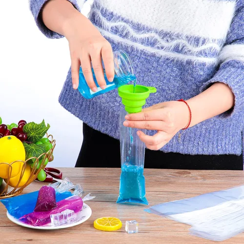 Miniatura 4 de 450 bolsas de helado desechables para helados con embudo de silicona, bolsa de dulces de 3 tamaños para hacer yogur, 2 x 12 pulgadas, 3 x 12