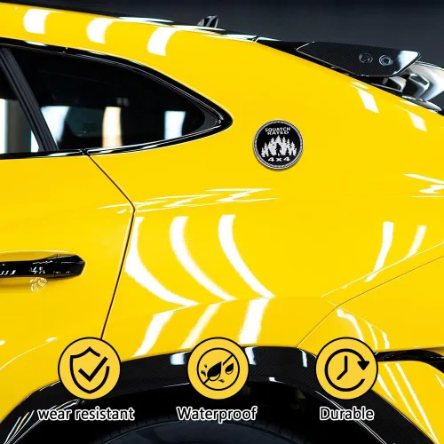 Miniatura 7 de Insignias de Automóvil 3D, Emblema Squatch Badge Rated, Insignia Automotriz de Metal 4 x 4, Calcomanías de Emblema Redondo, Insignias de Emblemas