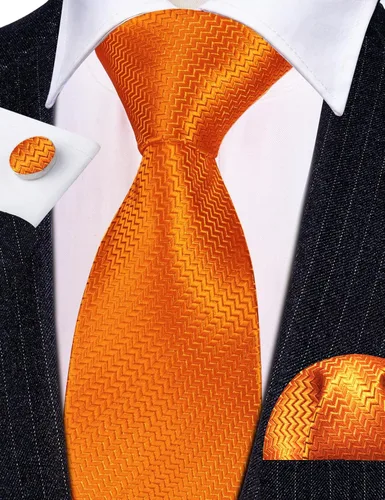 Miniatura 65 de Barry.Wang Juego de corbatas a cuadros para hombre con pañuelo gemelos de rayas clásicas