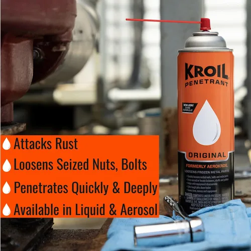 Miniatura 2 de Kroil Aerokroil Penetrant - Lubricante penetrante de óxido - Aceite inhibidor de la corrosión para cadenas, bisagras y piezas metálicas pegadas, uso