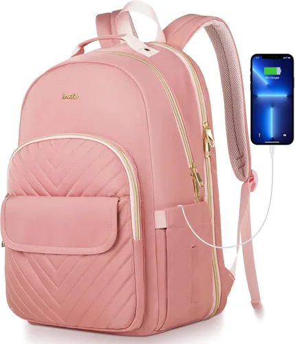 Miniatura 11 de Mochila para laptop para mujer, elegante mochila de trabajo para viajes, mochila de computadora de gran capacidad para 15.6 pulgadas, mochila Negro