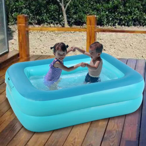 Miniatura 2 de HIWENA Piscina para niños, 45 x 35 x 14 pulgadas, piscina inflable verde para niños con válvula rápida, parche de reparación y tapón de drenaje