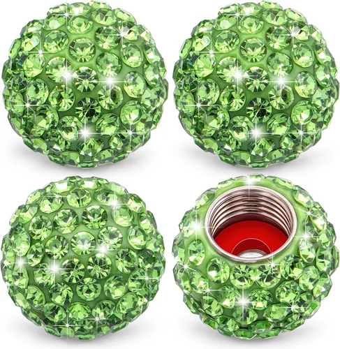 Miniatura 31 de 4 piezas de tapas de vástago de válvula de neumático con cristal brillante de diamante, tapas de válvula de neumático de rueda de coche con brillo
