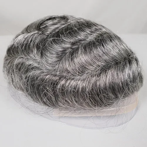 Miniatura 10 de Voloria Toupee para hombre ultra fina piel PU hombres postizo europeo virgen cabello humano reemplazo piezas 10x8inch 7 color marrón claro