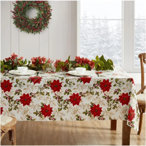 Miniatura 9 de Elrene Home Fashions - Mantel de vinilo resistente al agua y a las manchas con reverso de franela, 60 x 84 pulgadas, diseño navideño