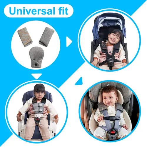 Miniatura 5 de Innokids Juego de fundas de correa de asiento de automóvil para bebés y niños, fundas para cinturón de seguridad con almohadilla
