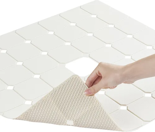 Alfombra de ducha antideslizante de silicona suave e inodora, alfombra de bañera antideslizante sin ventosas para bañeras reacabadas, reglaseadas y