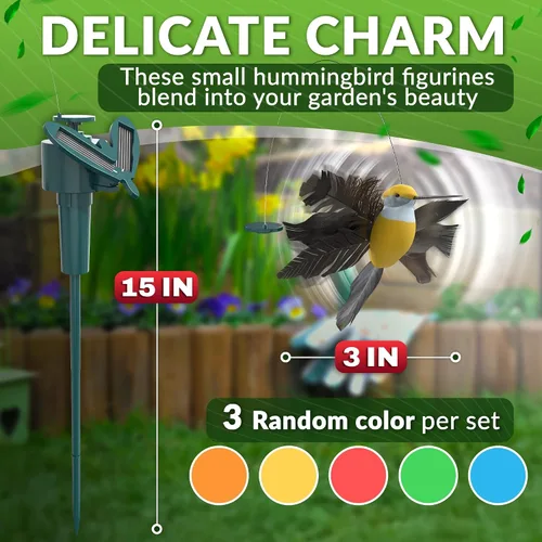Miniatura 2 de 3 estacas solares de colibrí para jardín que se mueven como pájaros reales, estacas decorativas de jardín, decoración de colibrí en movimiento