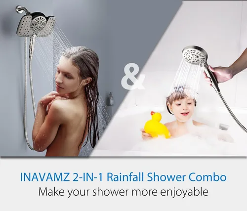 Miniatura 7 de INAVAMZ - Cabezal de ducha tipo lluvia y ducha de mano,10 pulgadas, níquel, presión 2.5 GPM, 10 ajustes de rociador, desmontable, interruptor
