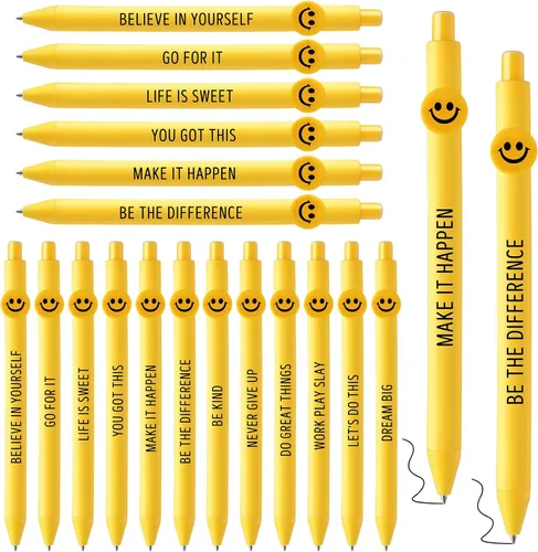 Miniatura 10 de Fuutreo 50 bolígrafos divertidos, regalos de agradecimiento a los empleados, cara sonriente, compañeros de trabajo, citas motivacionales, bolígrafos