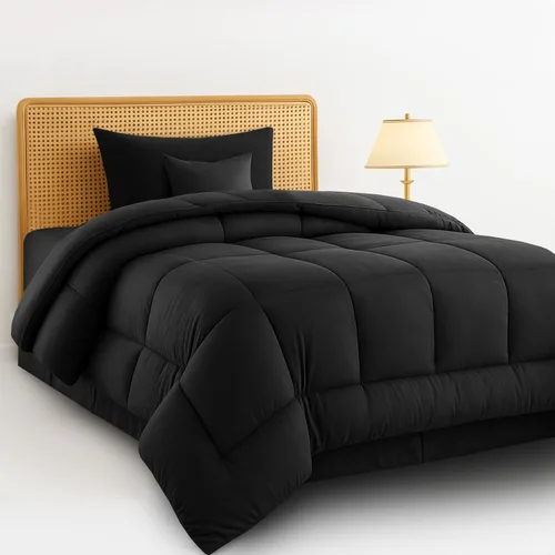 Miniatura 16 de Juego de colcha reversible LUX Décor de 4 piezas para cama individual, juego de ropa de cama impresa, microfibra en una bolsa, incluye 1 edredón, 1