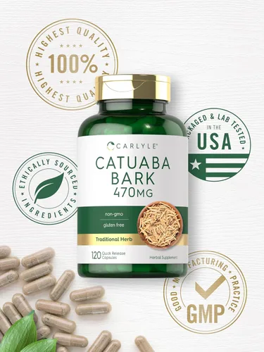 Miniatura 5 de Carlyle Suplemento de corteza de Catuaba 470 mg 120 cápsulas para hombres y mujeres Sin OMG y sin gluten