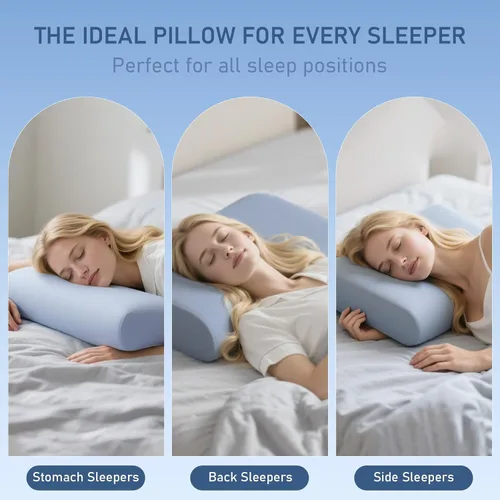 Miniatura 2 de Almohada cervical para aliviar el dolor de cuello, almohada de espuma viscoelástica de enfriamiento de 3.9 pulgadas, soporte ergonómico