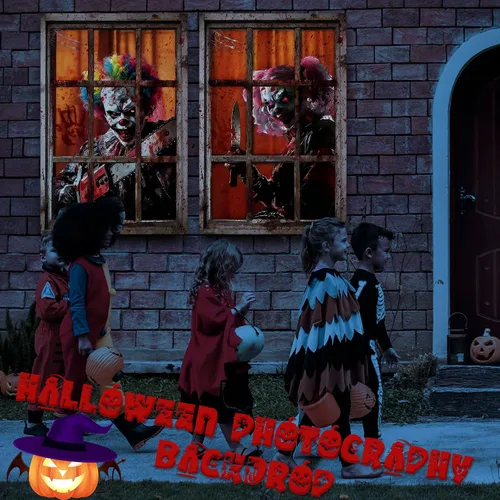 Miniatura 8 de SmoothNovelty 4 Pack Halloween Window Decorations Halloween Clown Curtain Scary Window Silhouettes Cover, Horror Clown with Blood for Garage Door