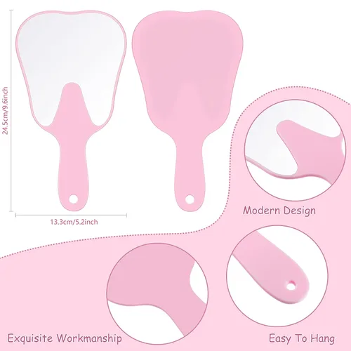 Miniatura 2 de Jetec 2 piezas de espejo de mano en forma de dientes, bonito espejo de maquillaje de mano, espejos dentales de plástico con asa, espejo de mano azul.