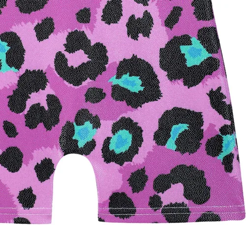 Miniatura 41 de HOZIY - Leotardos de gimnasia con pantalones cortos brillantes para niñas pequeñas; estampados de unicornio, aurora, arco iris, sirena, dinosaurio