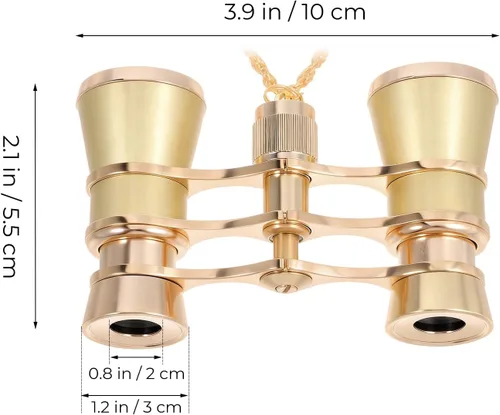 Miniatura 6 de TEHAUX Gafas de ópera de 3 x 25 pulgadas con cadena, binoculares de teatro vintage de metal completo para mujeres y adultos, mini binoculares