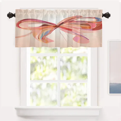 Miniatura 110 de Shrahala Floral Abstract Design Blackout Curtain Tiers, Minimalist Flower Illustration Kitchen Valance Light Blocking Tier Drapes with Rod Pocket, 2