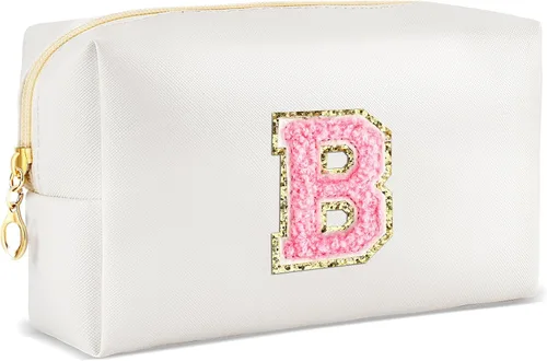 Miniatura 99 de URSKYTOUS Regalos para niñas, bolsa de maquillaje con inicial, bolsa de cosméticos personalizada con cremallera, bonita bolsa de aseo de viaje, Azul
