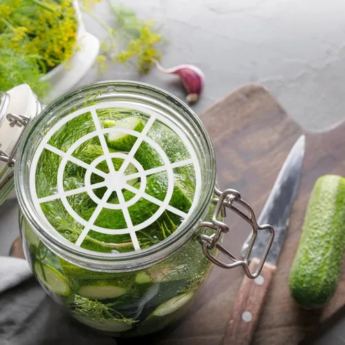 Miniatura 5 de Gatuida Prensa de tarro de fermentación de malla de boca ancha para pepinillos, fijador de verduras, herramienta de fermentación de cocina