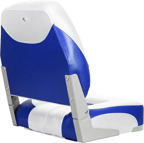 Miniatura 3 de ERGOSEAT Asiento de barco plegable con respaldo bajo de dos tonos, blanco/azul, paquete de 2 unidades Blanco/azul zafiro